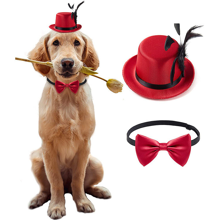 Pet Valentine's Day Gentleman Hat Dog Wedding Dress Big Top Hat