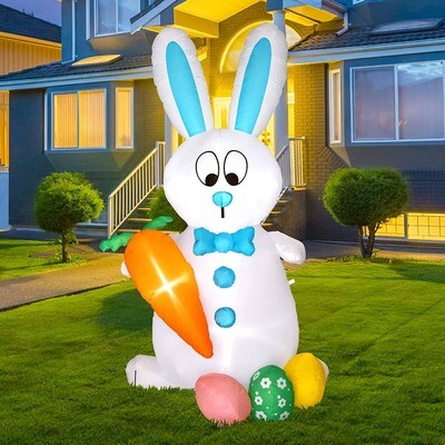 5.9 FT Easter Inflatable Outdoor Decoration Bunny & EggsHeart