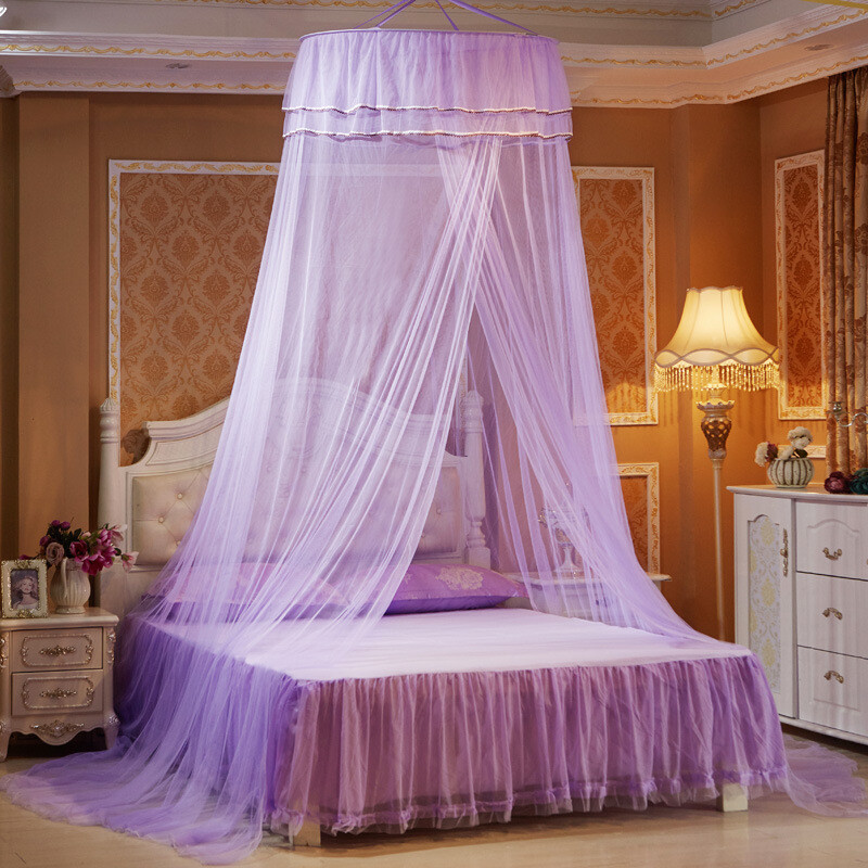 Elegant Round Bedding Mosquito Net Curtain Dome Princess Bed Canopy