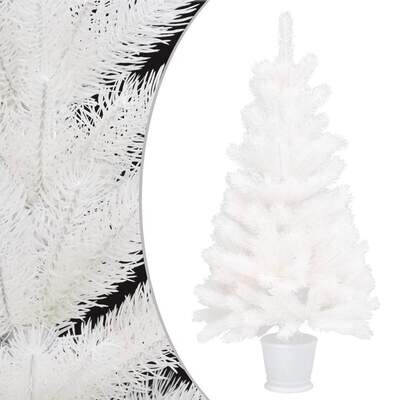 vidaXL Artificial Christmas Tree with a Pot White PE Holiday Decor 25.6"/35.4"
