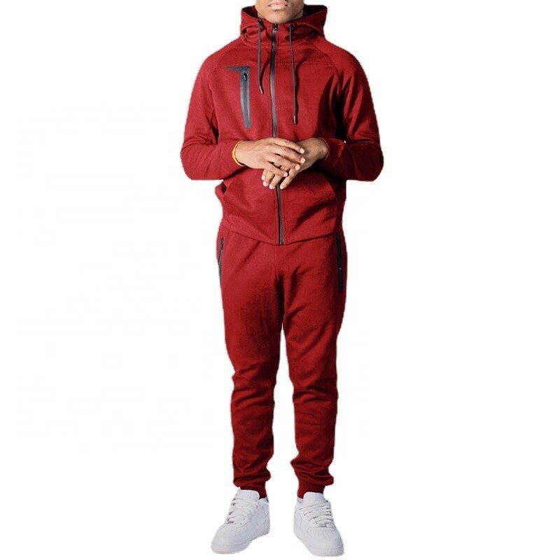 Custom Embroidery Logo Thick Tracksuit Winter Mens Sportswear Set Hoodie 2 Pcs Suits Fitness Jogger Sportswear Men Tracksuit