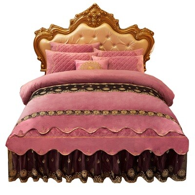 2022 New Pink Bed Skirted Bedding Sets with Lace