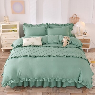 American style Teal Green Washed Microfiber Duvet Cover Set