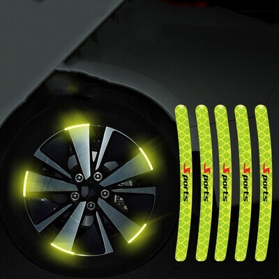 20pcs wheel hub decals reflective reflector strips tape rim stickers warning safety Scratch protector cover car logo