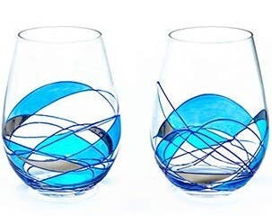 Bezrat Set Of 2 Tumblers With Blue Mosaic DesignHeart
