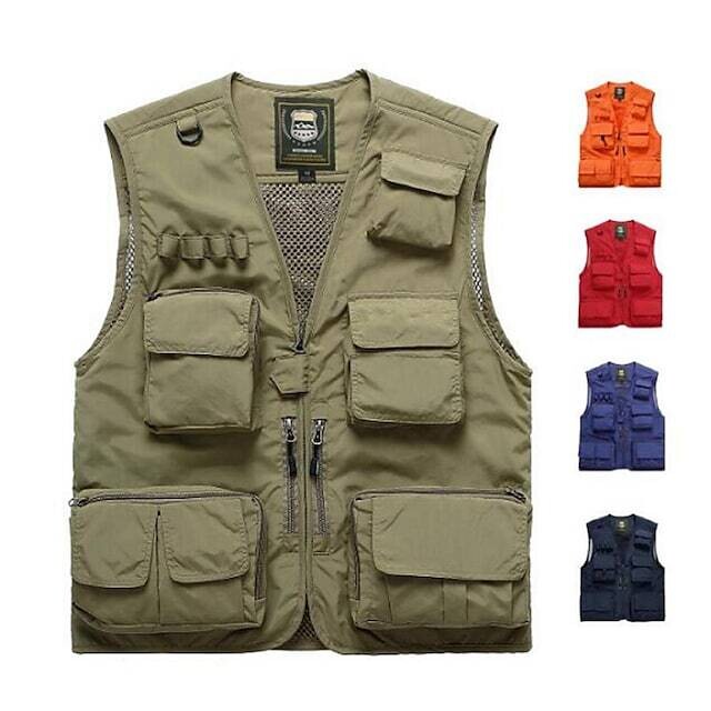 Men's Fishing Vest with Multi-Pockets Breathable Mesh Lightweight Quick Dry Vest