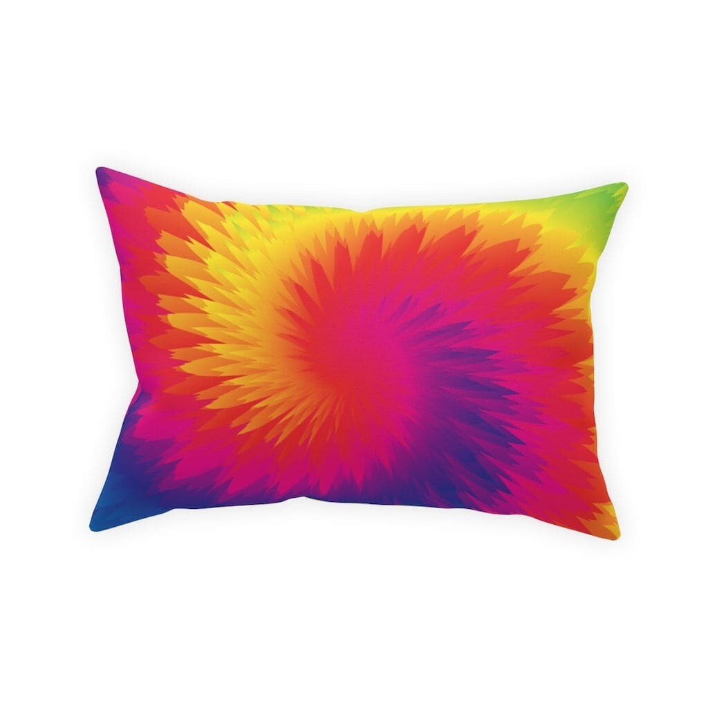 Decorative Lumbar Throw Pillow, Tye Dye Geometric Pattern