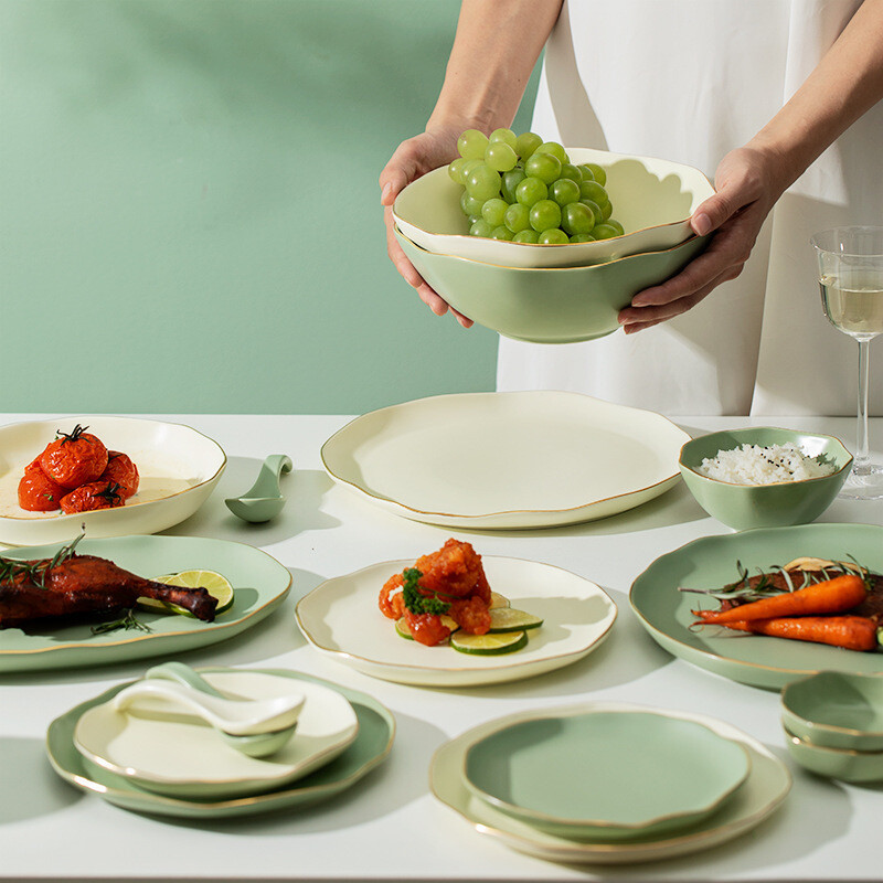 Nordic Design Irregular 24pcs Dinner Set High Quality Ceramic Tableware sets Restaurant Porcelain Dinnerware Sets For Banquet