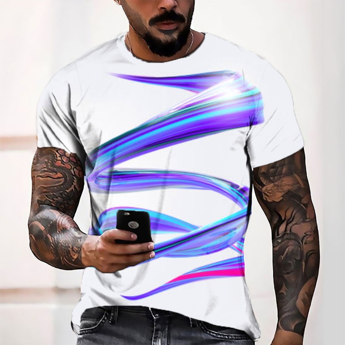 High Quality Custom Polyester Mens Clothing 3D Digital Print Men's T-shirts Pattern Short Sleeve Tshirt For Men High Quality
