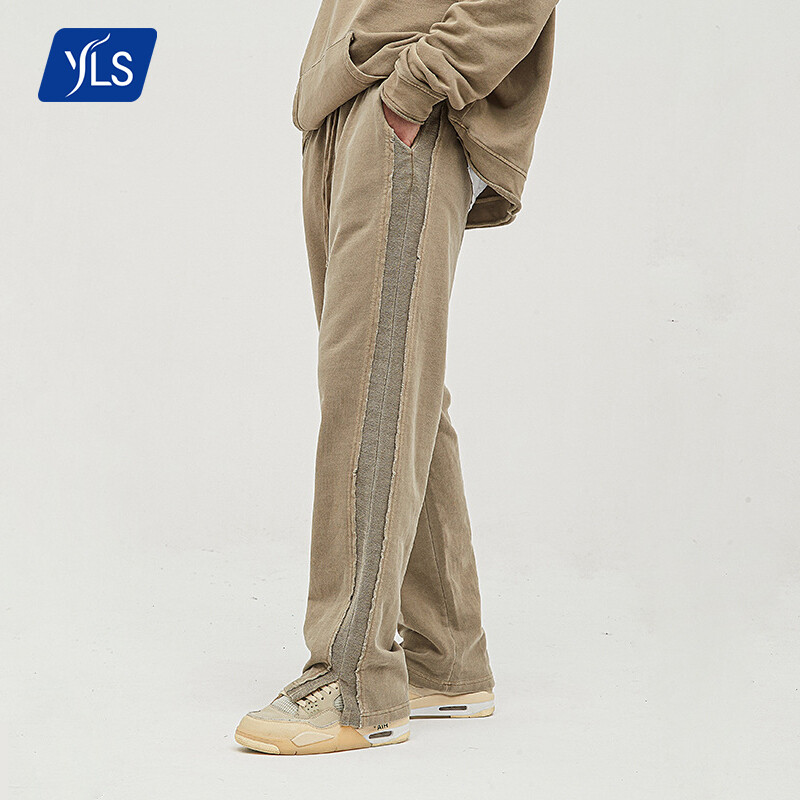 YLS Wholesale Cotton Sweat Pants Track Pants 360gsm Streetwear Vintage Casual Blank Sweatpants Men Jogger