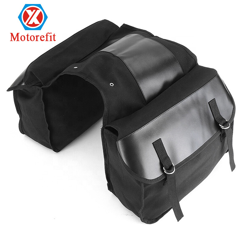 RTS Universal Canvas Bag Motorcycle Side Saddle Bag Tool bag For all types of Motorcycles SaddleBag For Harley Sportster XL 883
