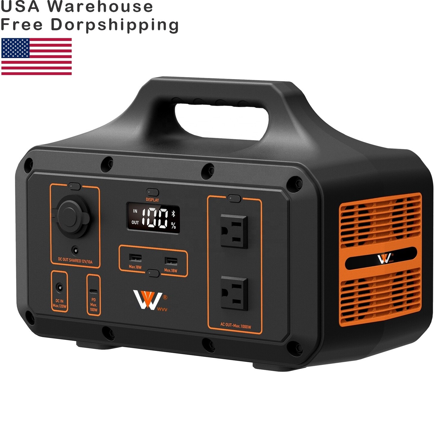 USA Local Stock Warehouse Freeshipping 1000w Portable Outdoor Camping Lithium Battery Backup Supplies Generator Power Station