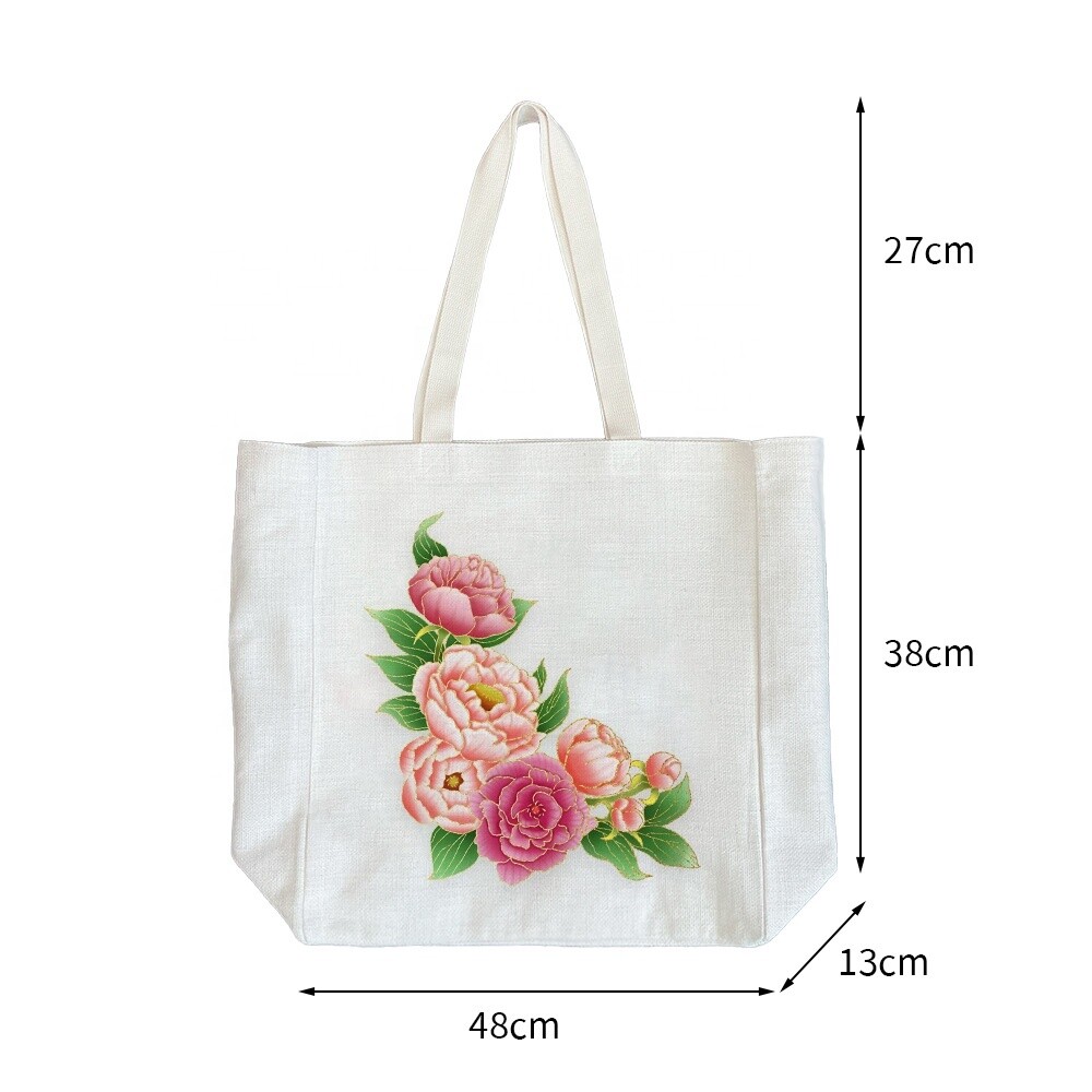 Subbank Wholesale 38*48cm Reusable Linen Grocery Tote Bags Printed High Quality Sublimation Blank foldable tote bag