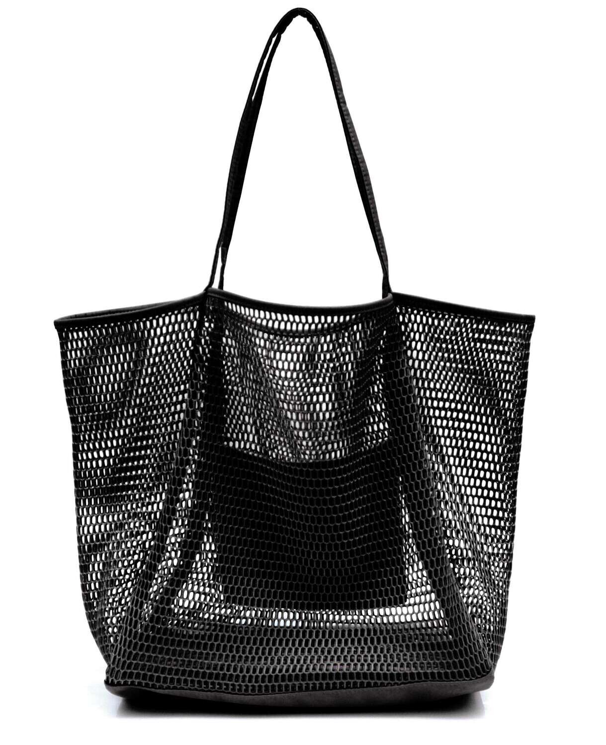 Lightweight Mesh Beach Casual Shoulder Handbag For Beach Picnic Vacation Large Capacity Grocery Tote Bag For Shopping Travel