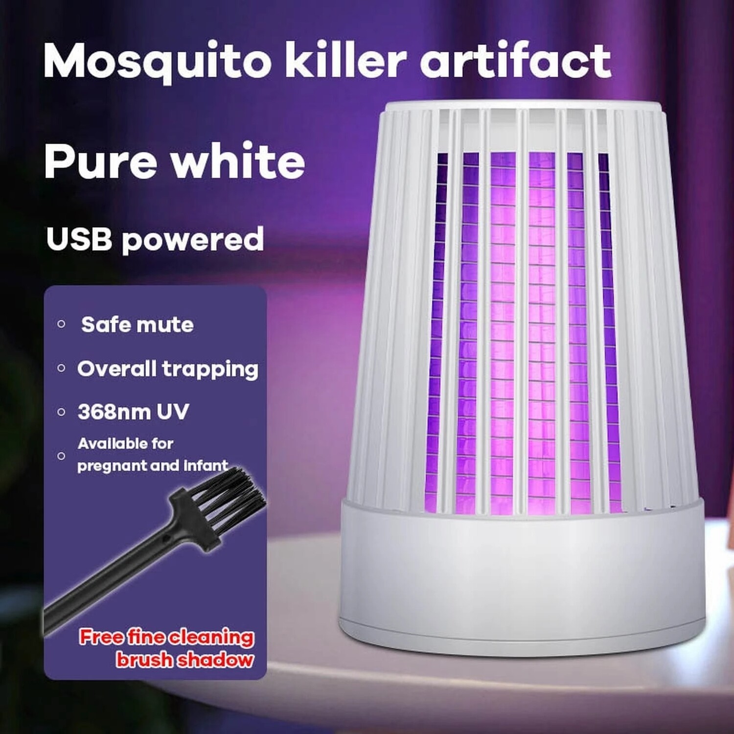 Smart Home Electric USB Electronic Fly Eliminator With Brush Mosquito Killer Lamp