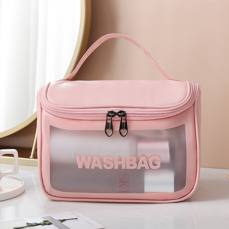 Storage Bag Pu Flip Carrying Bag Translucent Cosmetic Bag