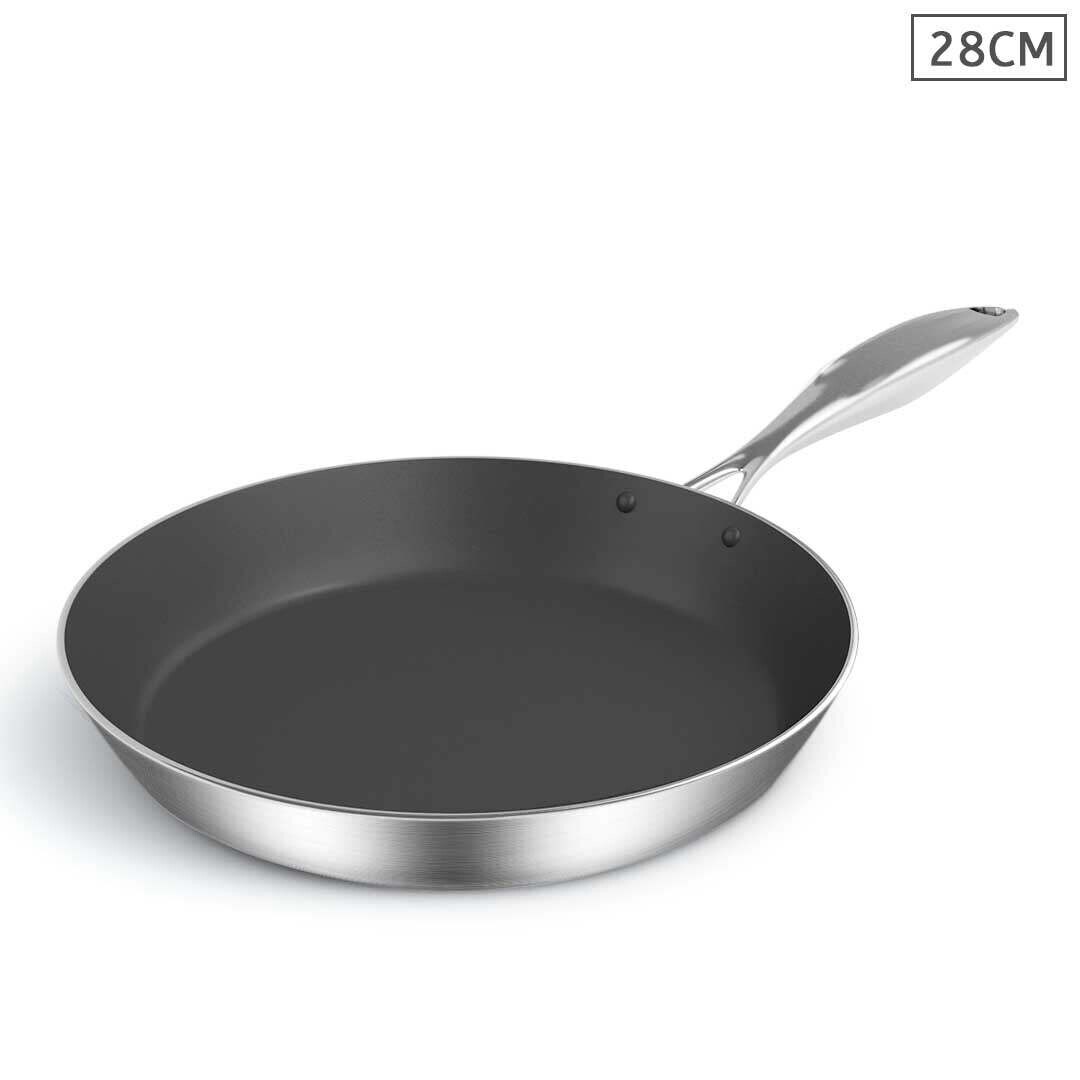 Stainless Steel Fry Pan 28cm Frying Pan Induction FryPan Non Stick Interior