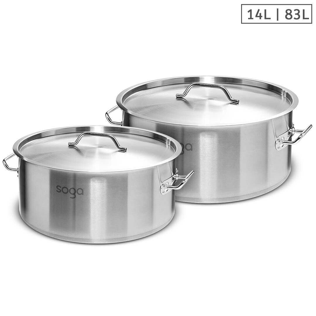 Stock Pot 14L 83L Top Grade Thick Stainless Steel Stockpot 18/10