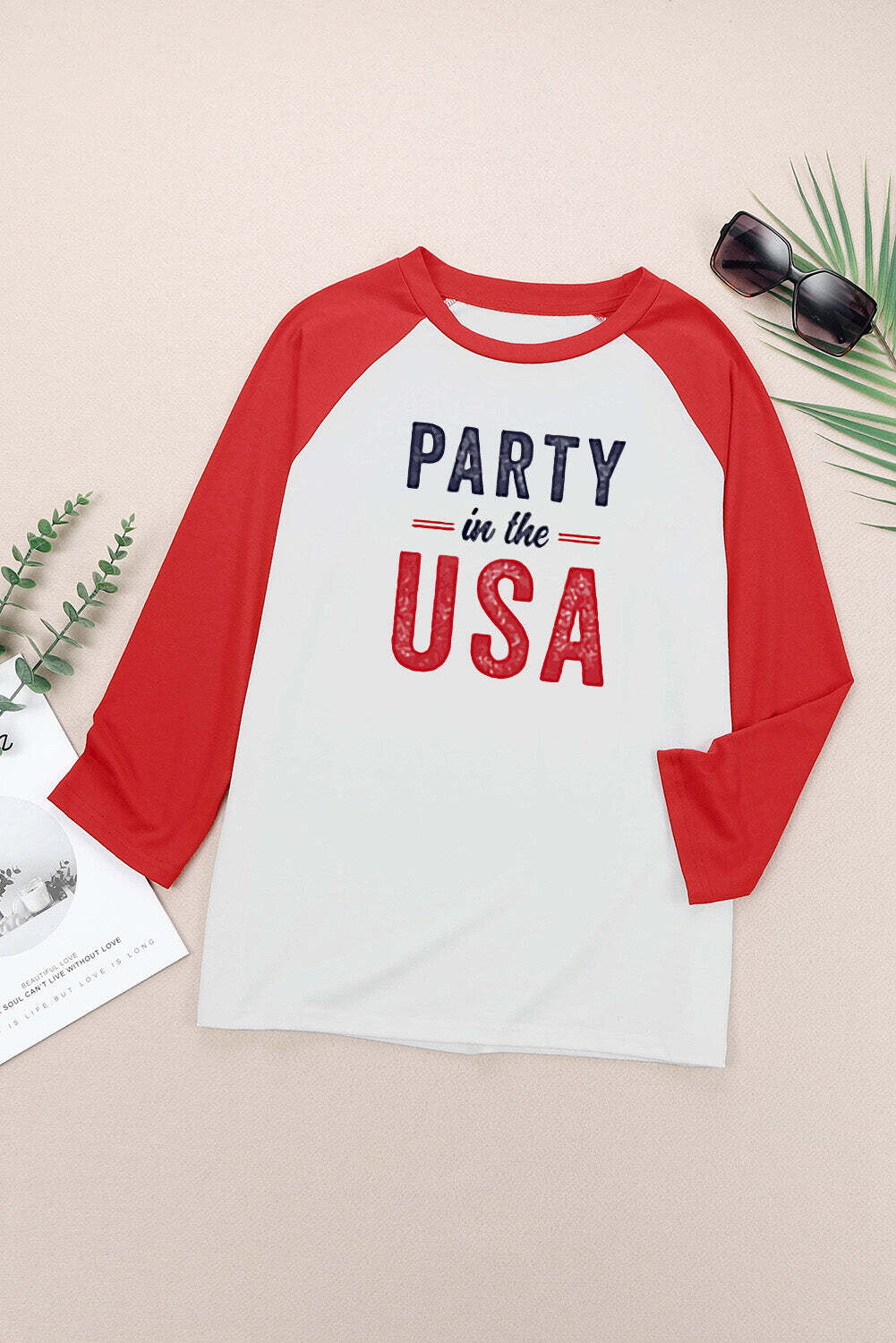 USA Raglan Sleeve Graphic T Shirt