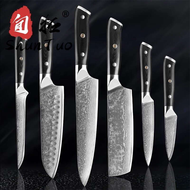 Professional japan handmade japanese knives santoku chef blanks real 67 layer vg10 steel messer damascus kitchen knife set