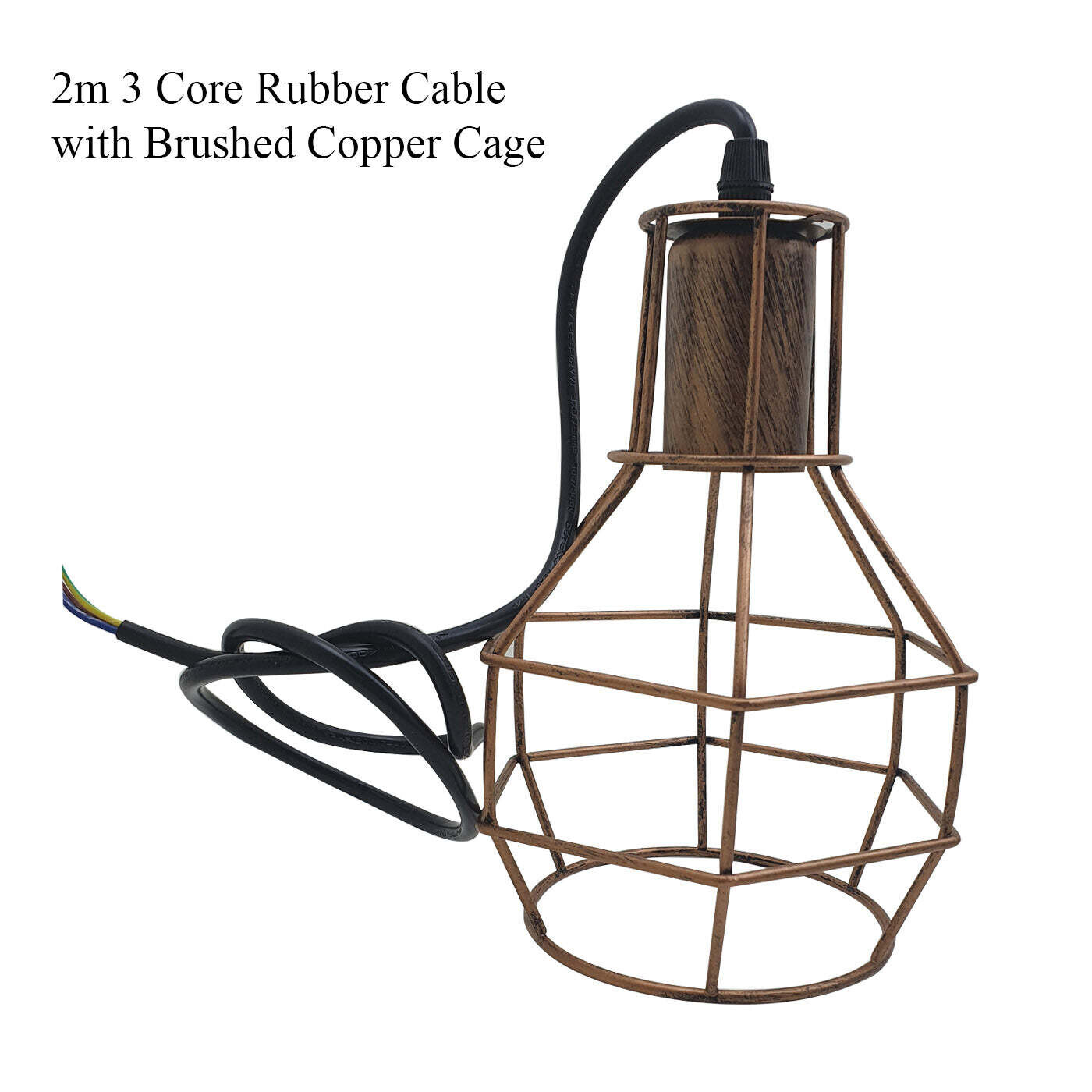 Geometric Cage Pendant Light Cord Kit E26 Socket Brushed Copper~1322