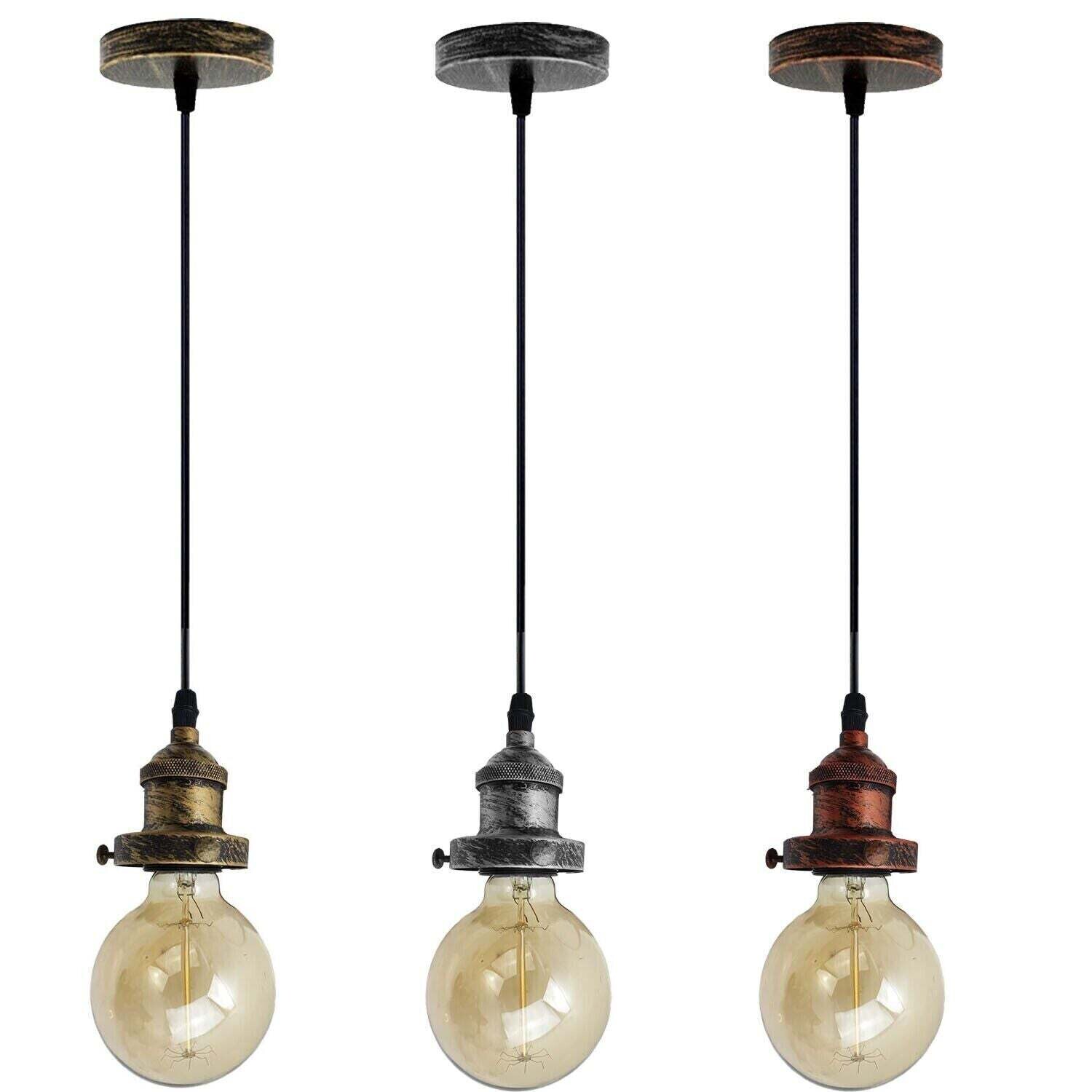 E26 Ceiling Rose Light Fitting Vintage Industrial Pendant Lamp Bulb Holder Light~1542