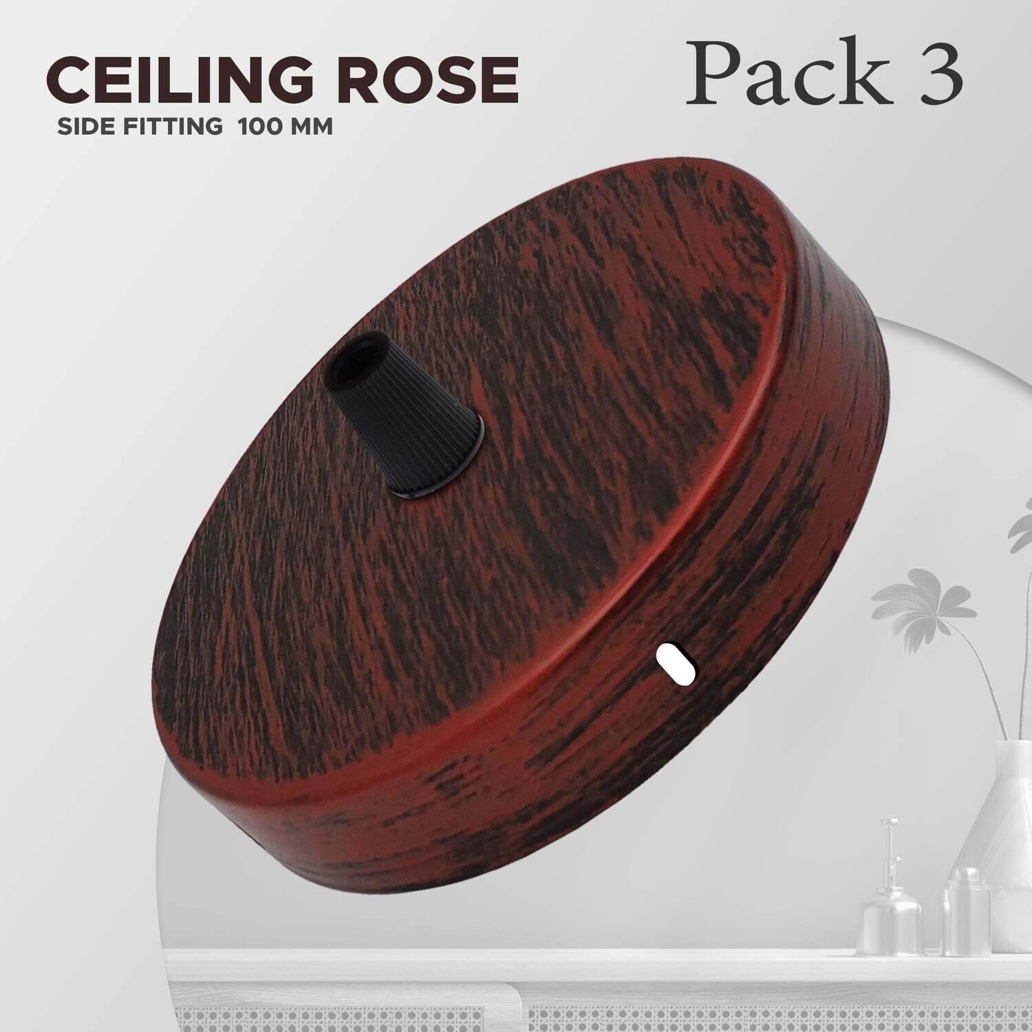 Rustic Red Ceiling Rose Pendant Light fitting Pack 3