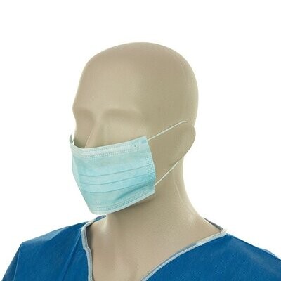 SURGICAL FACE MASK WITH EAR LOOPS - BLUE SURGICAL FACE MASK WITH EAR LOOPS - BLUE