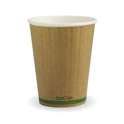 Double Wall Kraft Green Stripe Coffee Cup