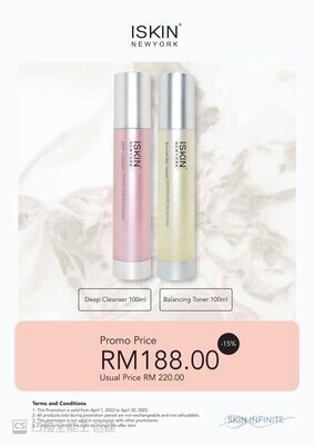 ISKIN CLEANSER &amp; TONER SET 100ML