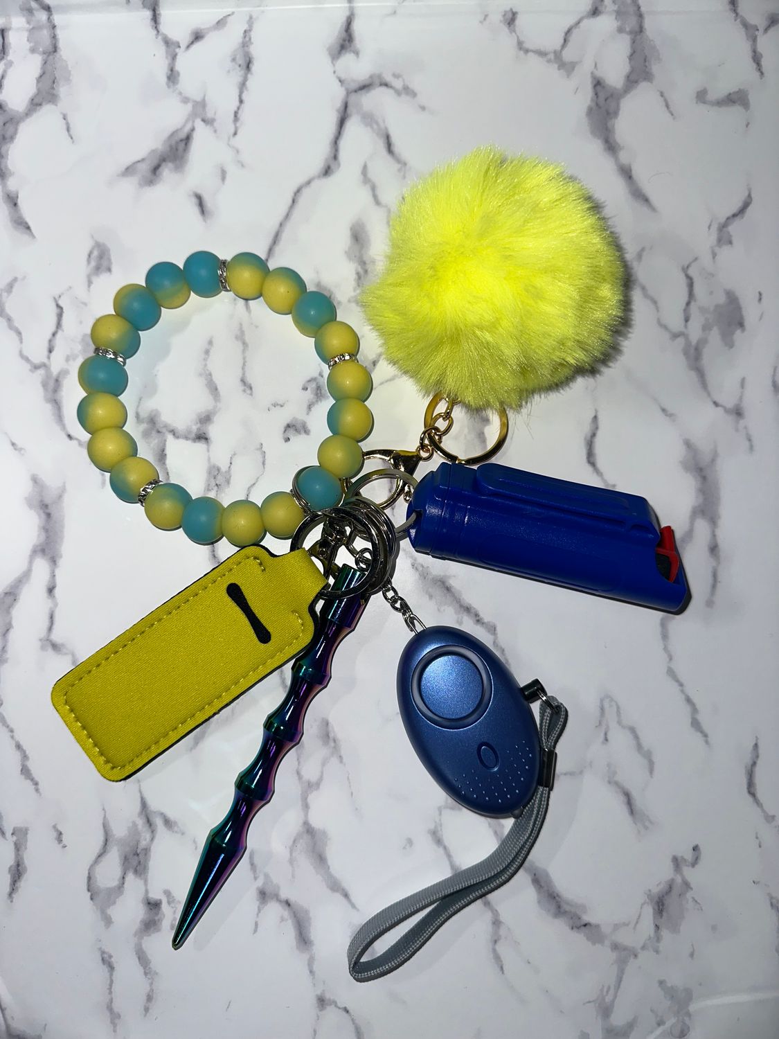 Glow in the Dark Beaded Safety Keychain