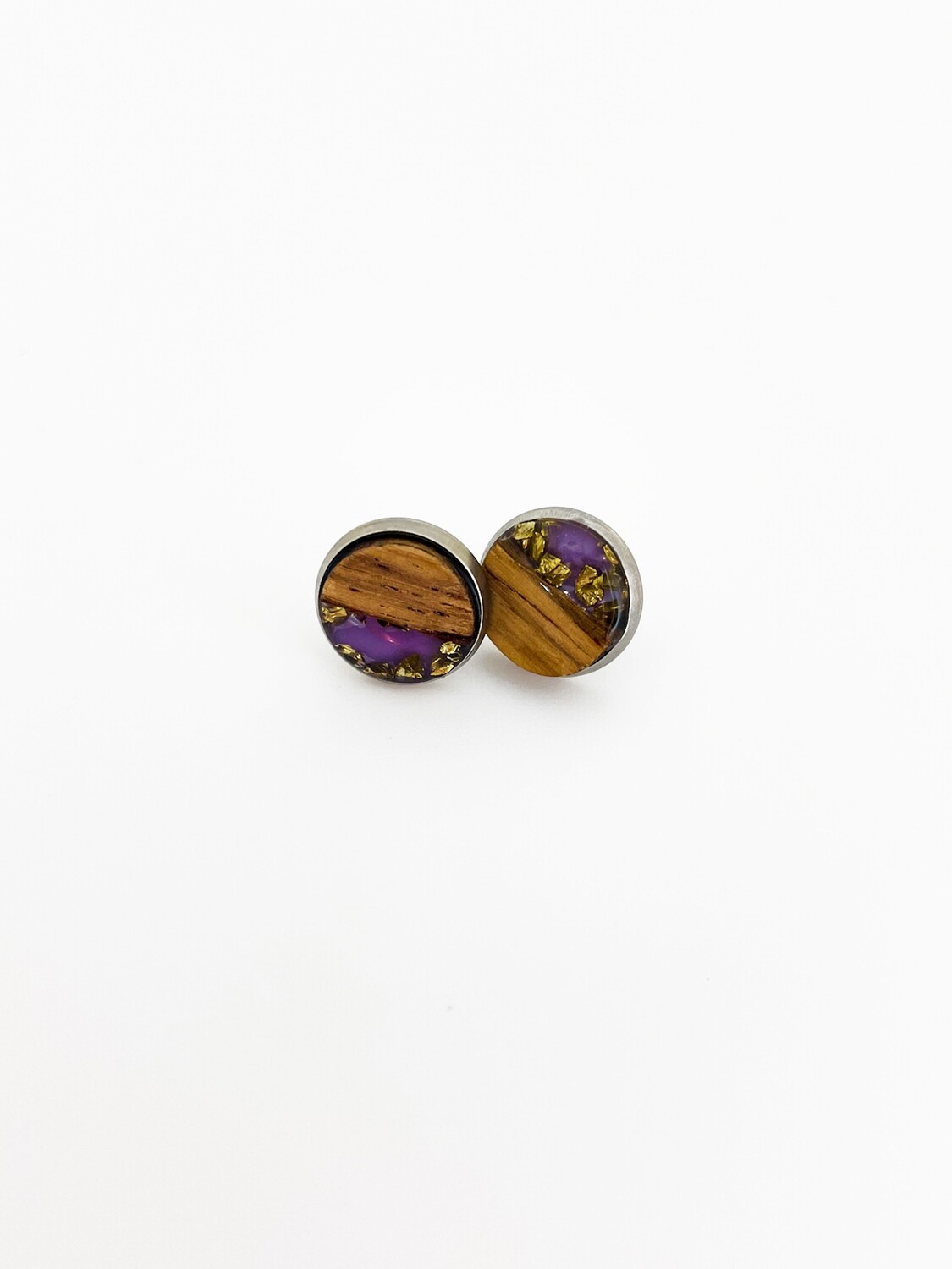 Recycled Plastic Stud Earrings - Purple Gold