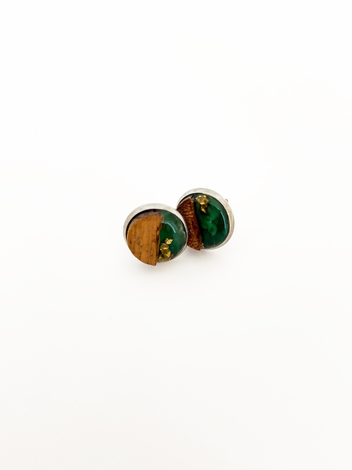 Recycled Plastic Stud Earrings - Green Gold