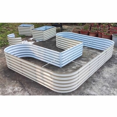 17&quot; Tall U-Shaped Modular Corrugated Metal Raised Garden Bed Large Size