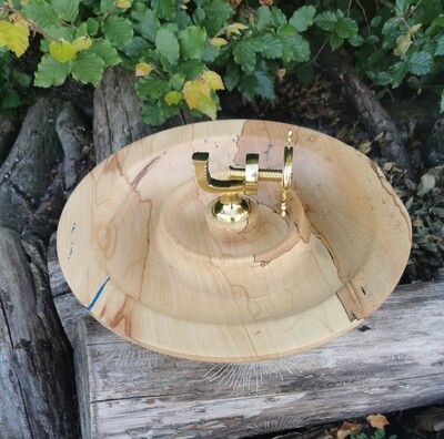 Spalted Sycamore Shallow Woodturned Nut Cracker Bowl