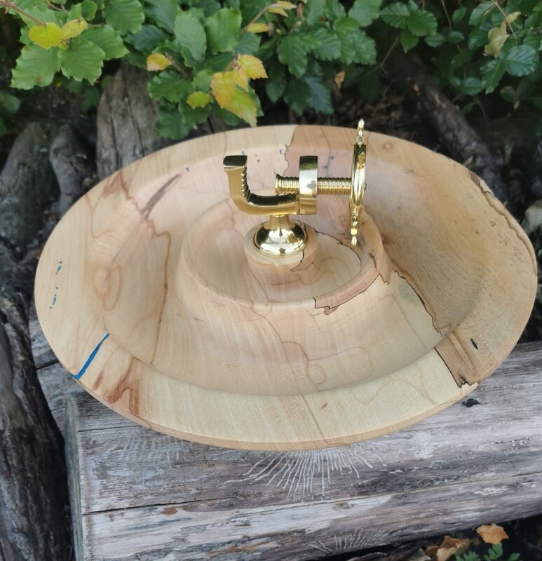 Spalted Sycamore Shallow Woodturned Nut Cracker Bowl