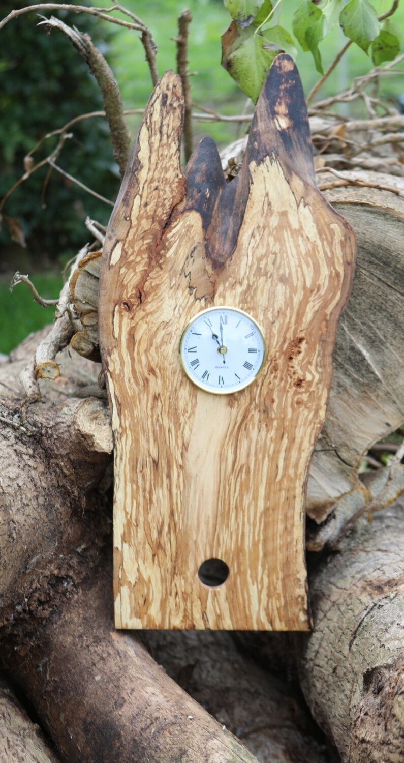 Irish Spalted Elm Live Edge Pendulum Clock 