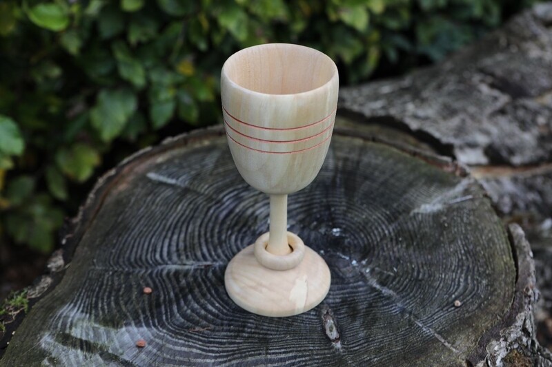 Wood Turned Sycamore Wine Goblet featuring Single Eternity Ring