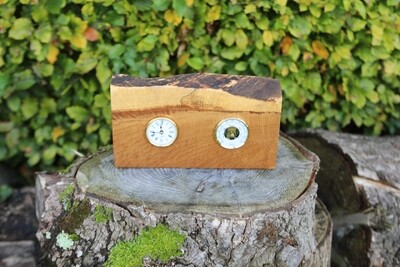Nature's Timeless Beauty: Live Edge Irish Oak Clock and Barometer Set