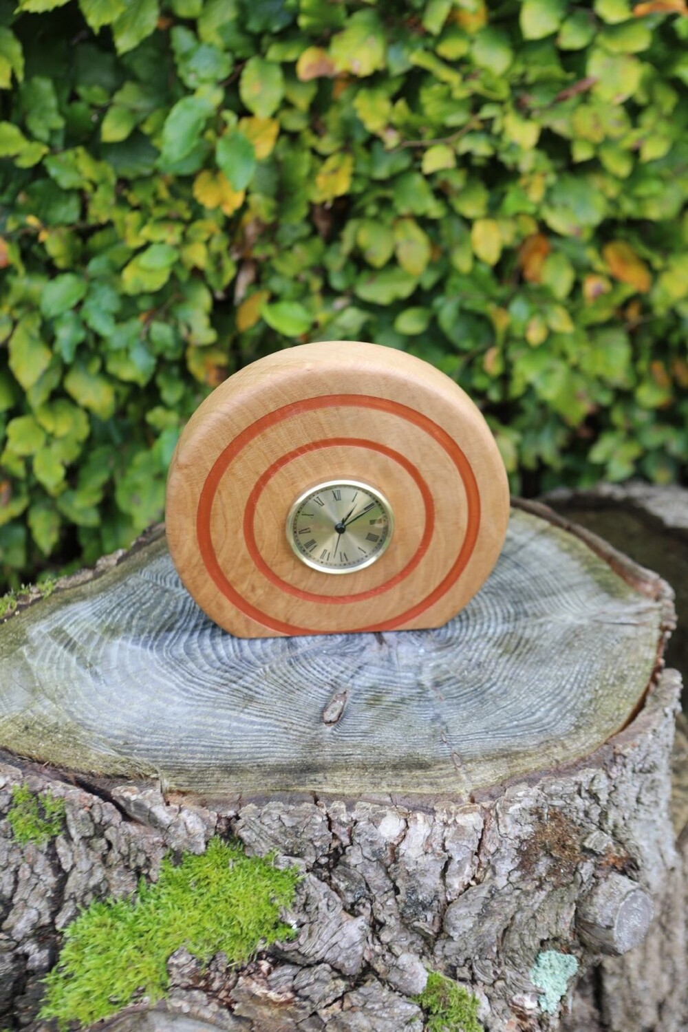 Irish Oak Wood Turned Free Standing Circular Clock