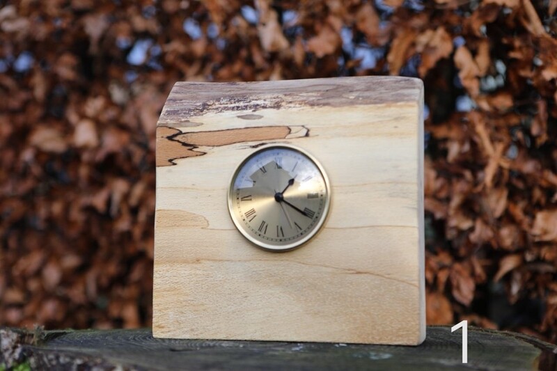 Irish Spalted Beech Square Wood Turned Clock