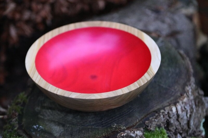 Radiant Beauty: Cherry Red Handmade Wood Turned Bowl