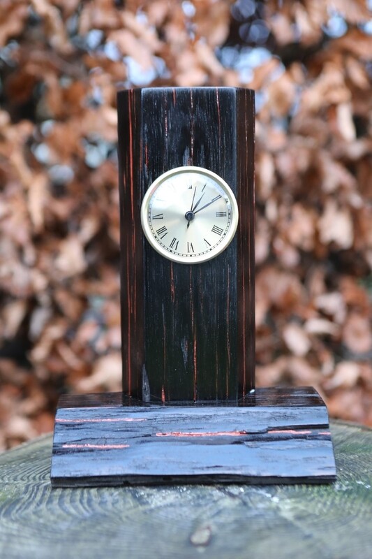 Bog Oak and Copper Epoxy Freestanding Clock