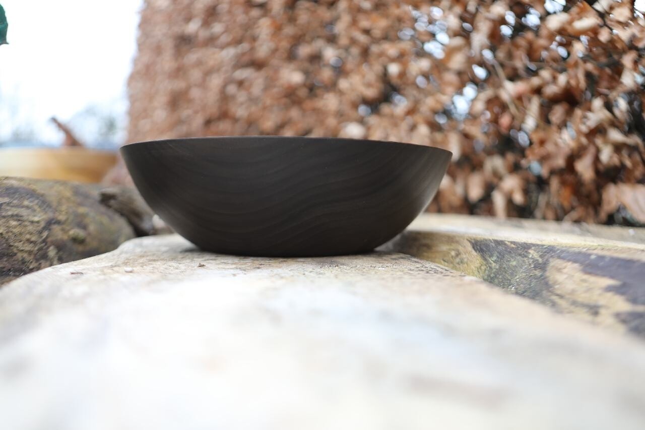 Ebonised Cherry Wood Turned Bowl