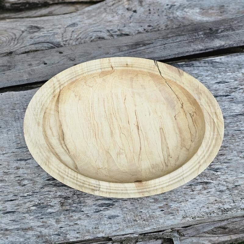 Extra Large Splated Sycamore Wood Turned Salad Bowl