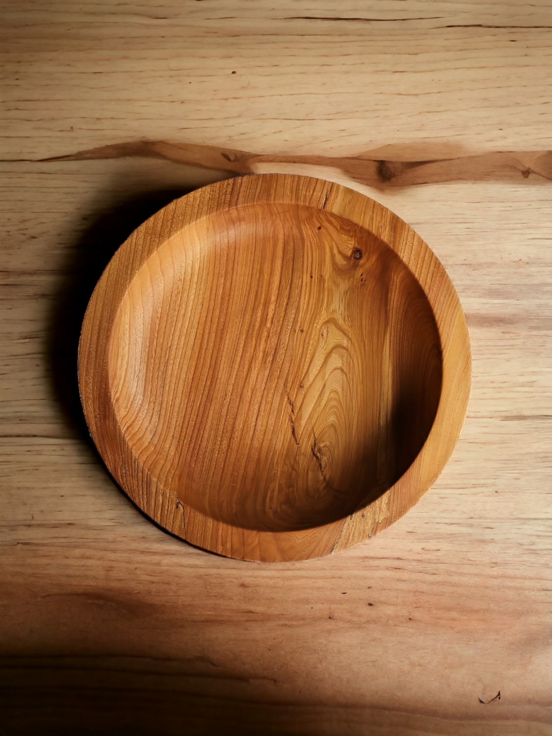 Large Elm Shallow Wooden Bowl