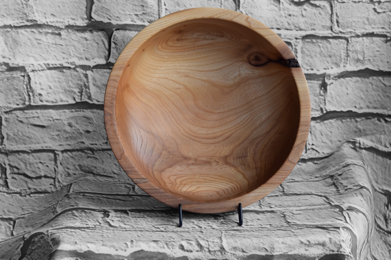 Large Elm Shallow Bowl feature Bark Inclusion.