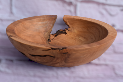 Dramatic Live Edge Elm Shallow Bowl