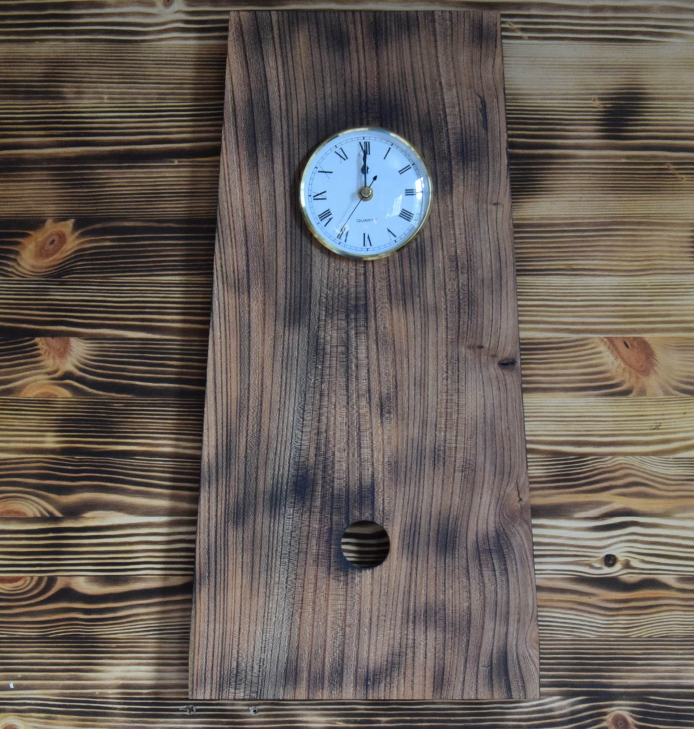 Ebonised Elm Pendulum Clock