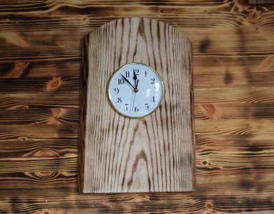 Large Ash Wall Clock, Burnt Grain Design.